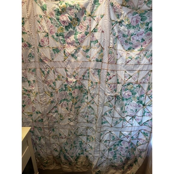 Vintage Floral Patchwork Shower Curtain Shabby Chic Country Cottage Farmhouse - Picture 3 of 8